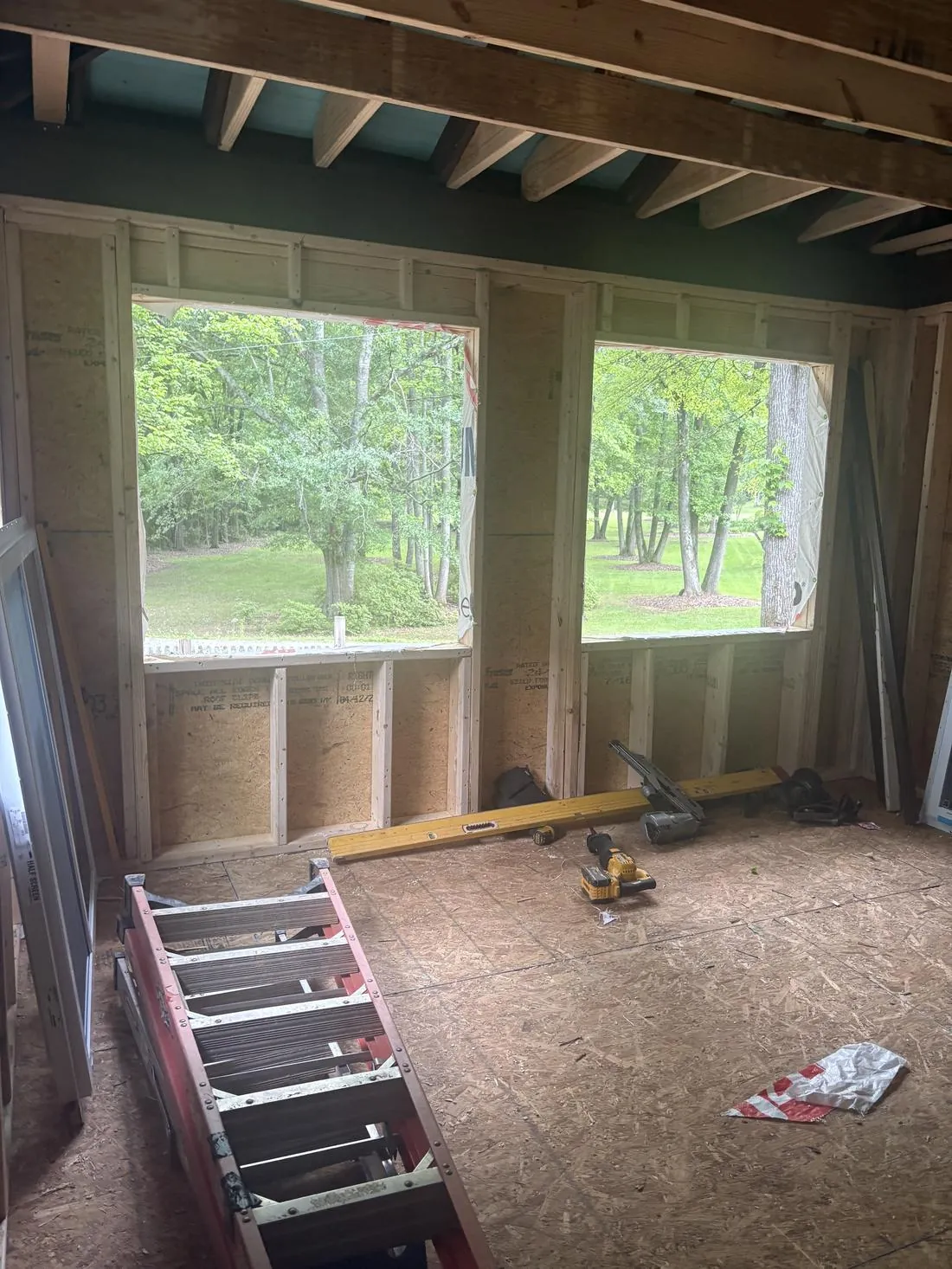 Framing Interior — Addition by J2 Construction